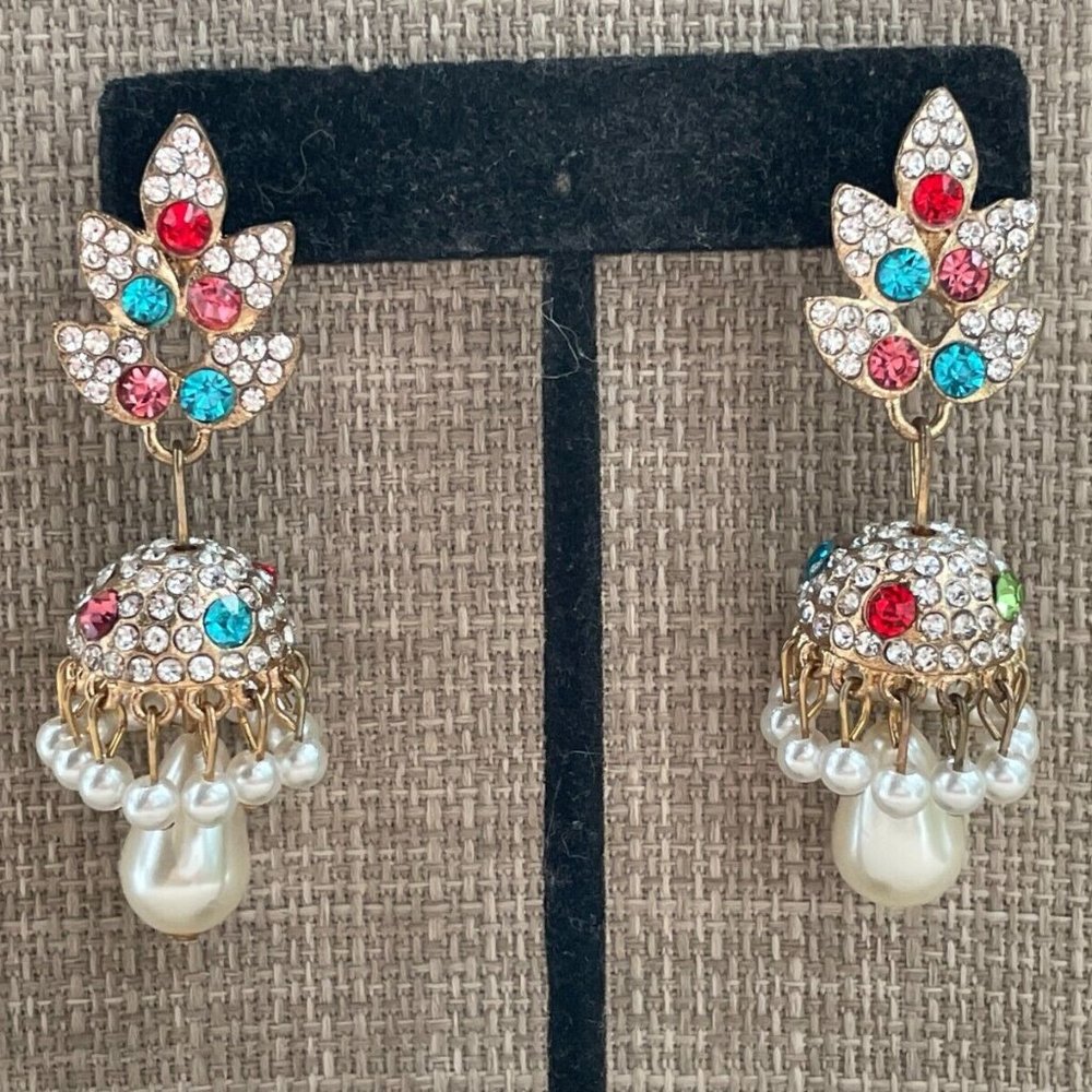 Women Earrings Jhumka Style Drop Down Earrings Fashion Jewelry Multi color cryst